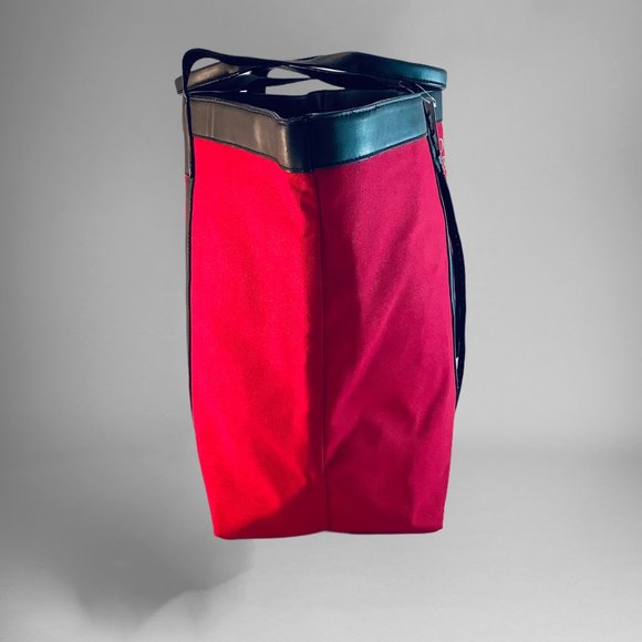 Victoria's Secret Red Canvas Tote Braided Large - Picture 5 of 10